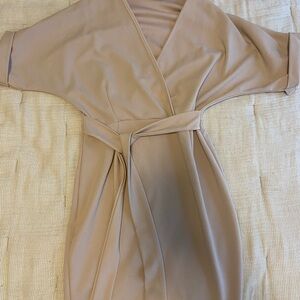Boohoo Tan Wrap Dress